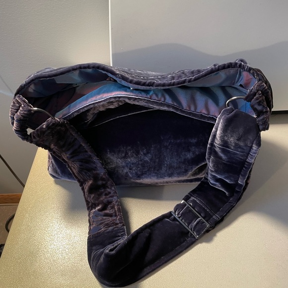 NEW Handmade BLUE GRAY Silk Velvet Bag, Tote, Hobo, Handbag, Upcycled, Party - Picture 3 of 11